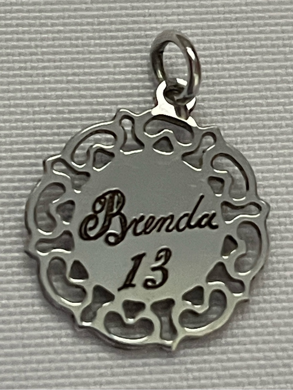 Vintage Charm Pendant 
Brenda 13 engraved